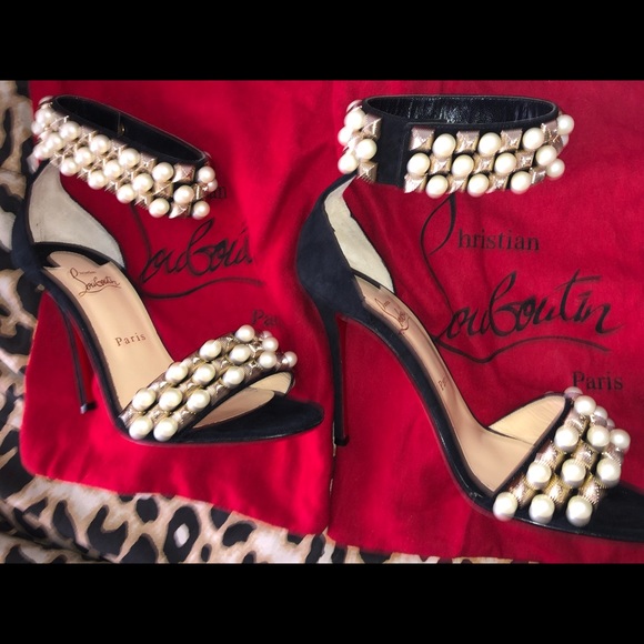 Christian Louboutin Tudor - Pearl/Gold Red Bottoms - Picture 1 of 5
